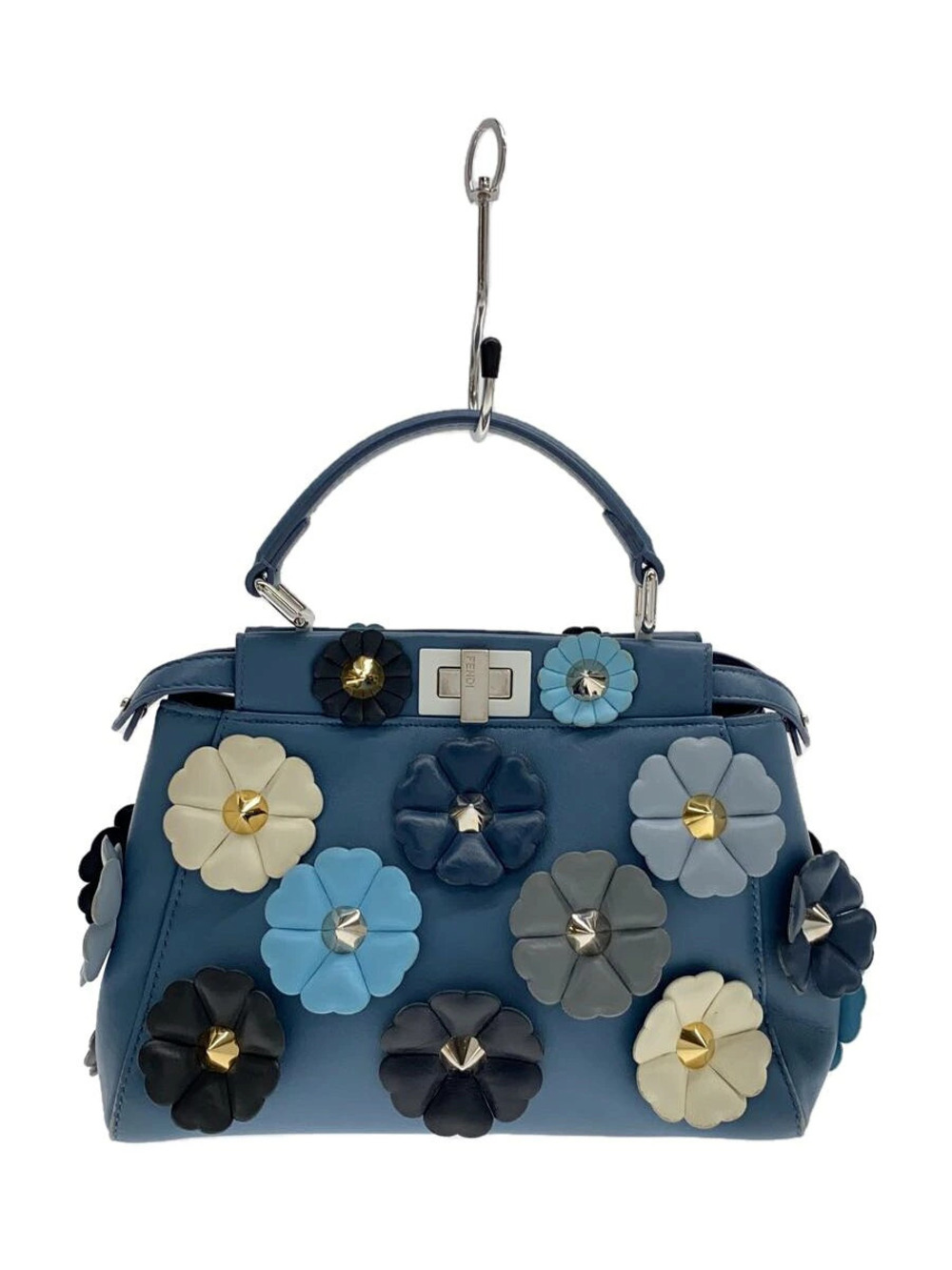 Fendi Peekaboo Shoulder Bag Leather Blue